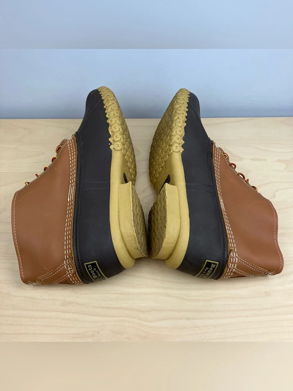 L.L. Bean Men’s Size 14.0 M Duck Boots Brown Leather Unlined Lace Up Classic